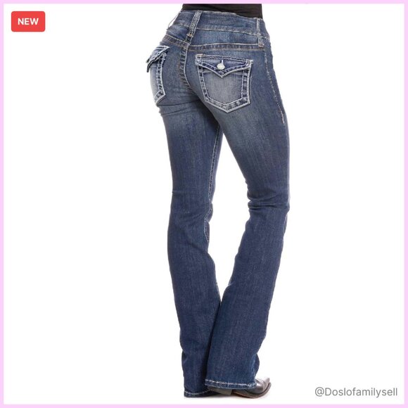 Bootcut Jeans Retro Fit Stretchy Denim Curvy Women Western Style